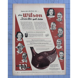 1948 Print Ad Wilson Strata-Bloc Golf Clubs Sam Snead